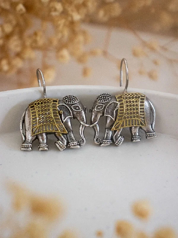 Hoop earrings with hearts for a sweet and romantic gesture-Hoop earrings in acrylic-Dual Tone Elephant Earrings