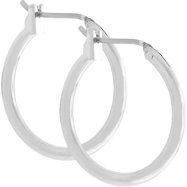 Large hoop earrings for a bold and statement-making fashion accessory-Hoop earrings for girls-LOVCIA Elegant Silvertone Rhodium Hoop Earrings