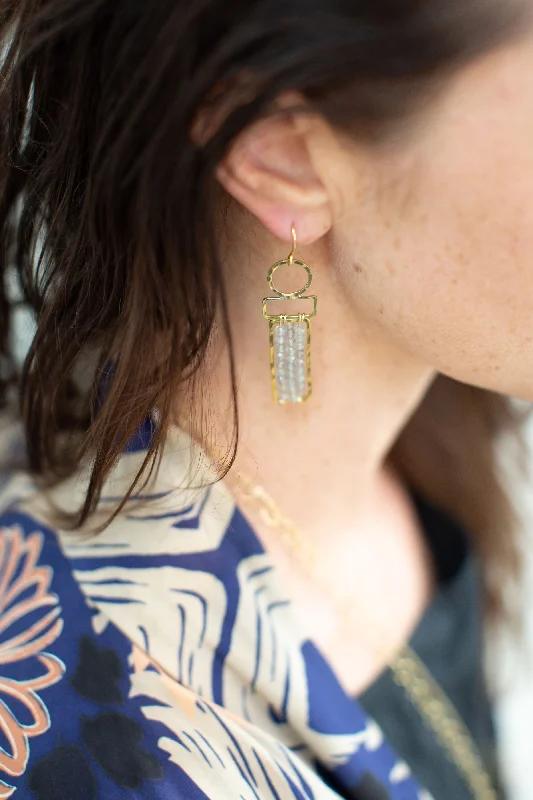 Hoop earrings with pearl accents for a chic and classic style-Hoop earrings with gemstones-Ankh Earrings - Labradorite