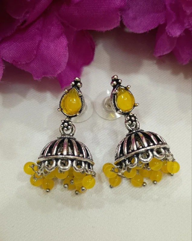 Best hoop earrings with smooth ceramic finishes for a polished, clean style-Hoop earrings for anniversaries-Beautiful Yellow Color Oxidized Drop Design Earrings For Women