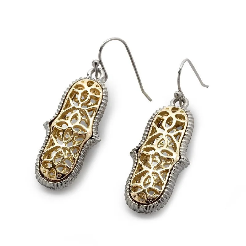 Best hoop earrings with vintage-style detailing for a nostalgic and timeless look-Hoop earrings with bohemian style-Fancy Filigree Drops Earrings Two Tone