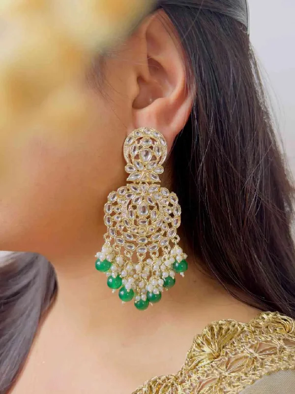 Large hoop earrings for a bold and statement-making fashion accessory-Hoop earrings for girls-Gold Plated Kundan Chandbalis