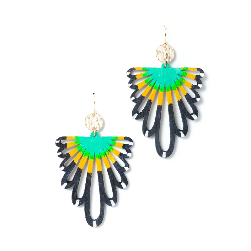 Hoop earrings with leather accents for a sleek and bold combination-Street style hoop earrings-Hand Painted Earrings - Obsidian Keys