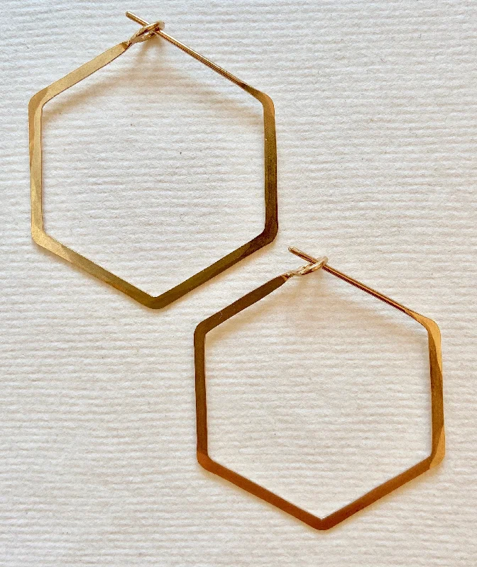 Lightweight hoop earrings for comfortable and all-day wear-Hoop earrings for winter-Hexagon Hoop - Small