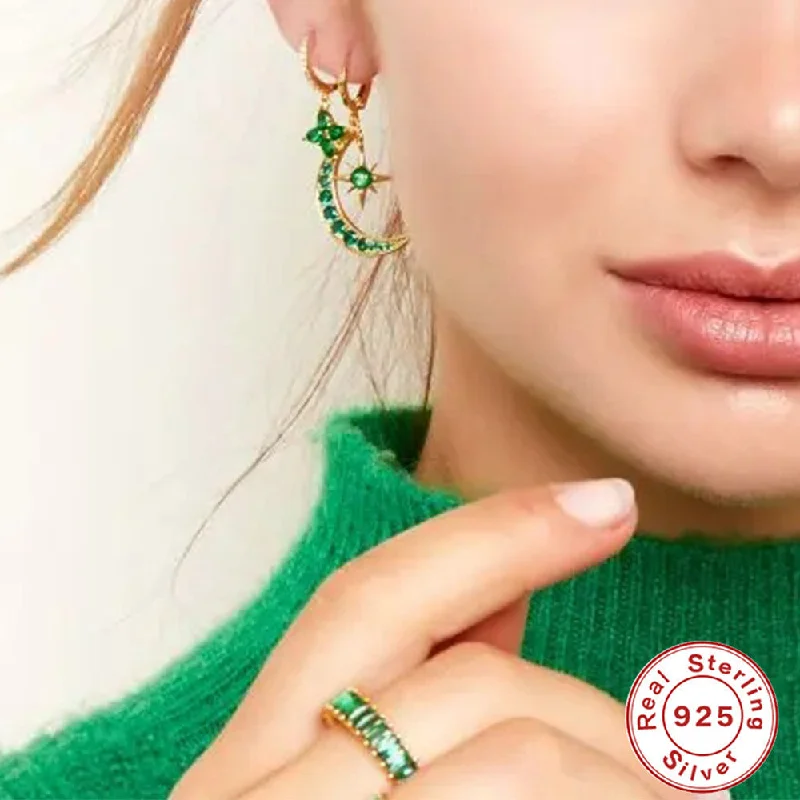 Best hoop earrings with enamel details for a colorful and modern look-Hoop earrings for sensitive ears-LOVCIA Elegant Gold-Plated Zirconia Flower Drop Sterling Silver Hoop Earrings for Women