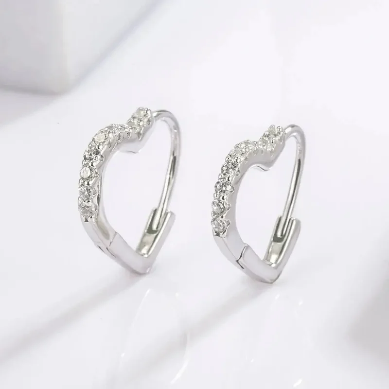 Hoop earrings with a matte black finish for a sleek, edgy vibe-Hoop earrings in gold-LOVCIA Elegant Heart-Shaped Zircon Earrings in Sterling Silver for Women