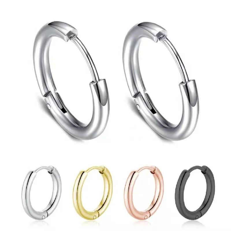 Best hoop earrings with gold-plated finishes for an affordable luxury vibe-Hoop earrings with birthstones-LOVCIA Elegant Stainless Steel Minimalist Hoop Earrings for Women in Multiple Sizes and Colors