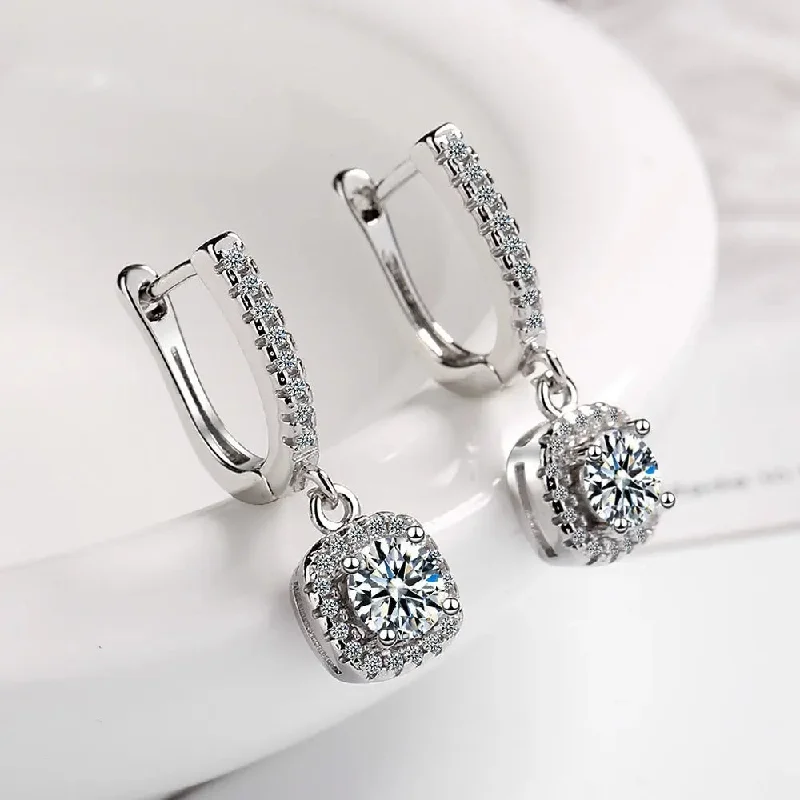 Best hoop earrings with geometric hexagon shapes for a modern, angular look-Hoop earrings in leather-LOVCIA Elegant Women's Diamond-Encrusted Zircon Hoop Earrings