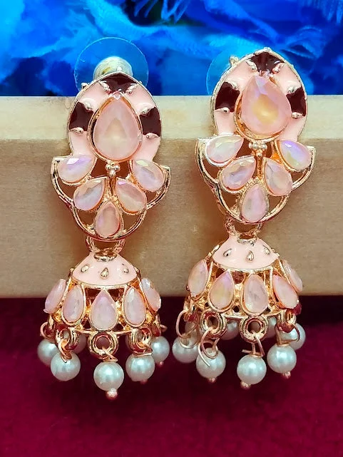 Best hoop earrings with vintage-style detailing for a nostalgic and timeless look-Hoop earrings with bohemian style-Alluring Peach Color Antique Gold Earrings For Women