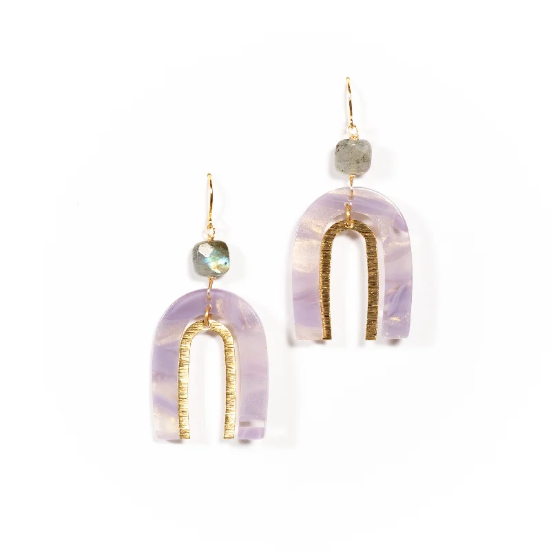 Best hoop earrings with baroque pearls for a luxurious and elegant vibe-Hoop earrings set with studs-Nadi Acrylic Earrings - Lavender