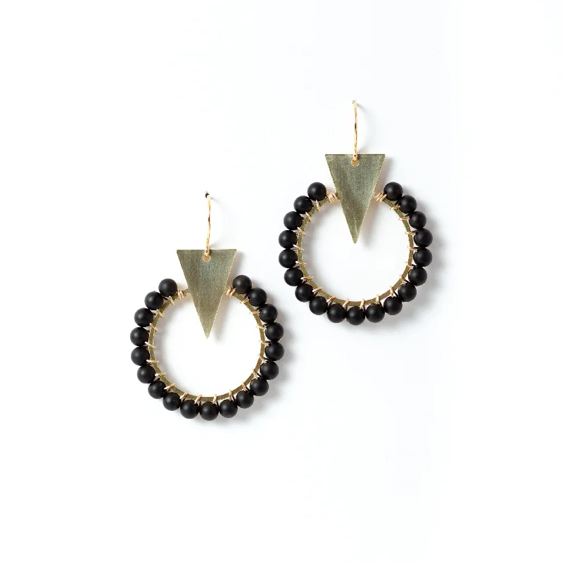 Best hoop earrings with vintage rhinestone embellishments for a retro-glam effect-Waterproof hoop earrings-Pointed Earrings - Black Onyx