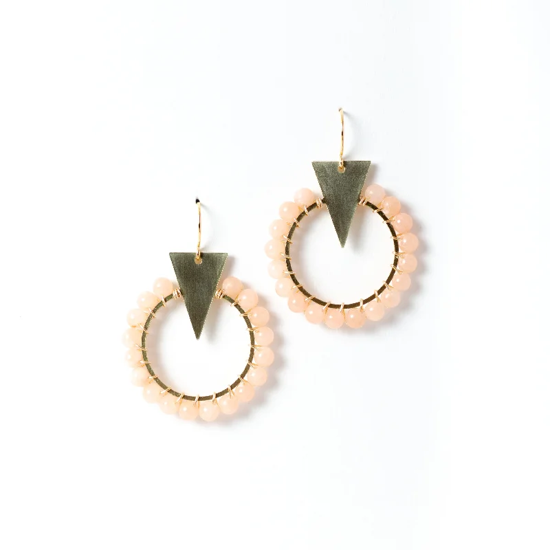 Hoop earrings with diamond-cut surfaces for added sparkle and shine-Hoop earrings with dangling pendants-Pointed Earrings - Peach Quartz