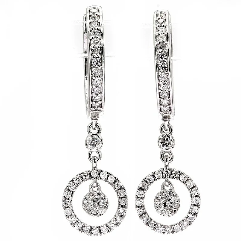 Best hoop earrings with blackened metal for an edgy and bold appearance-Hoop earrings with vintage style-Pompeii3 10k White Gold 1/2 ct TDW Diamond Halo Dangle Hoops Womens Earrings