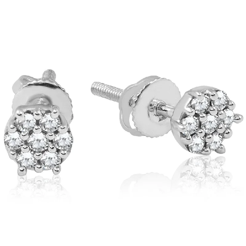 Best hoop earrings with snake-inspired designs for an edgy and fierce vibe-Hinged hoop earrings-Pompeii3 10k White Gold 1/4 ct TDW Diamond Cluster Studs