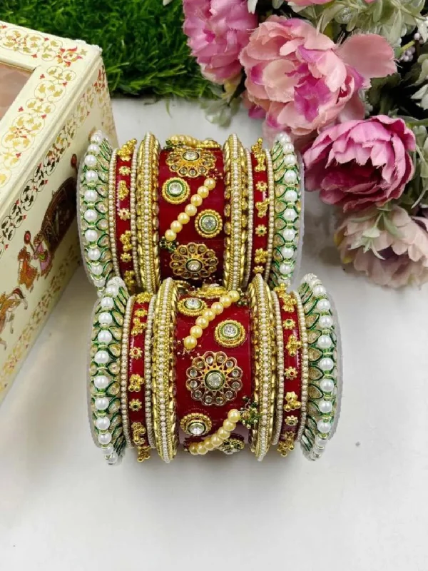 Best hoop earrings with asymmetrical designs for a fashion-forward, avant-garde look-Clip-on hoop earrings-Red Punjabi Wedding Chooda