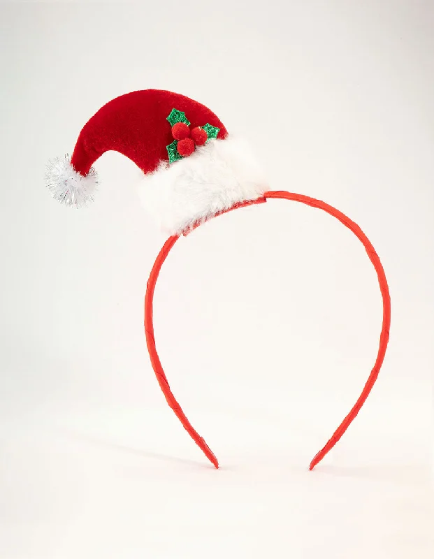 Hoop earrings with intricate designs for a unique and artistic appearance-Hoop earrings for kids-Santa Hat Headband