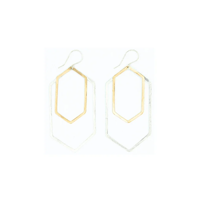 Best hoop earrings with asymmetrical designs for a fashion-forward, avant-garde look-Clip-on hoop earrings-Shape Earrings: Double Extended Hexagon