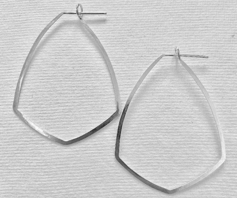 Best hoop earrings with textured silver for a rustic and organic finish-Lightweight hoop earrings-Shield Hoop - Medium