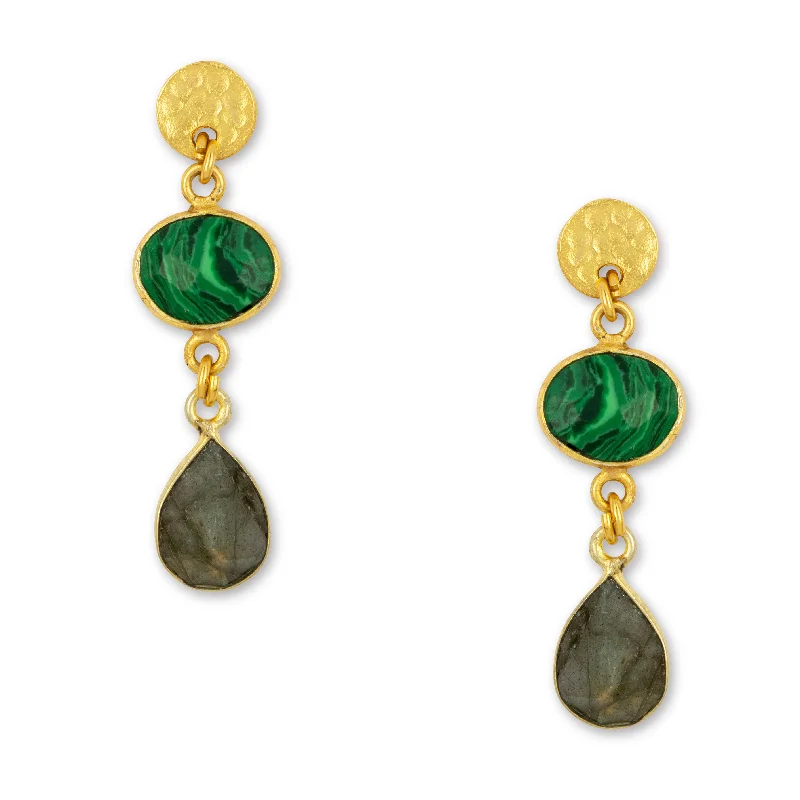 Hoop earrings with tortoiseshell designs for a chic and classic style-Thin hoop earrings-Sia Earrings Green & Grey