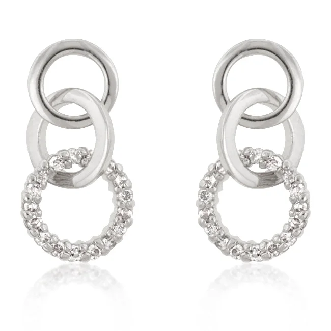 Best hoop earrings with intricate beaded details for a textured, stylish appearance-Hoop earrings for Christmas-LOVCIA Elegant Rhodium-Plated Triple Hoop Earrings