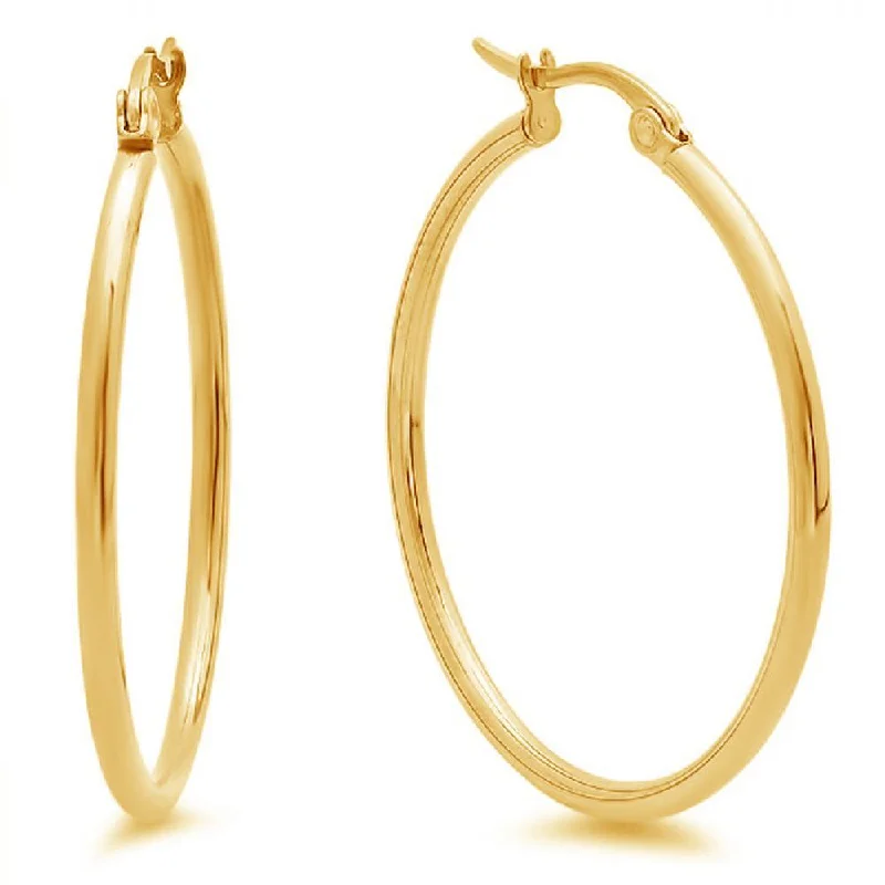 Hoop earrings with textured finishes for a vintage and classic style-Hoop earrings with flowers-Stainless Steel 30MM Hoop Earrings Gold Plated