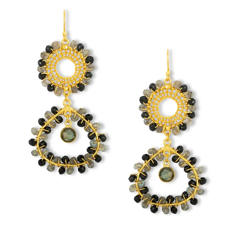 Hoop earrings with circle designs for a classic and timeless shape-Tarnish-resistant hoop earrings-Tate Earrings Black & Grey