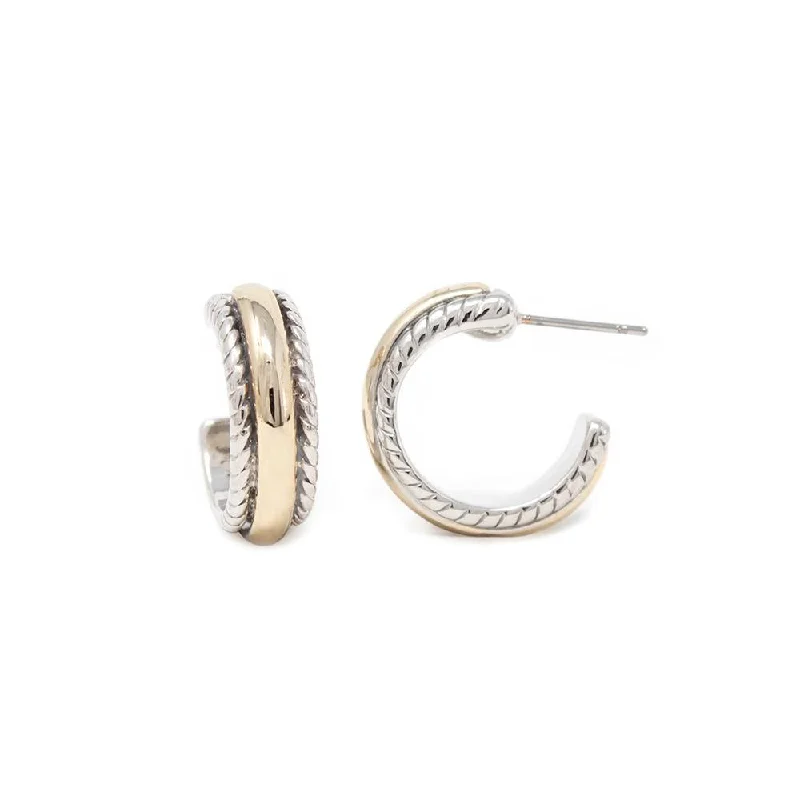 Hoop earrings with infinity loop designs for a continuous and eternal shape-Budget-friendly hoop earrings-Two Tone Cable Classics Hoop Earrings