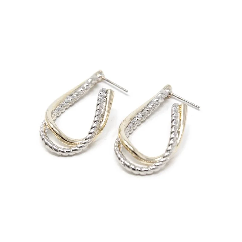 Best hoop earrings with snake-inspired designs for an edgy and fierce vibe-Hinged hoop earrings-Two Toned Twisted Hoop Earrings