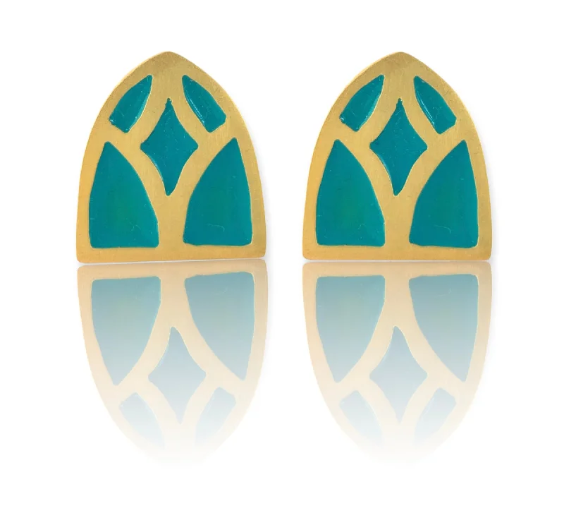 Gold with turquoise enamel