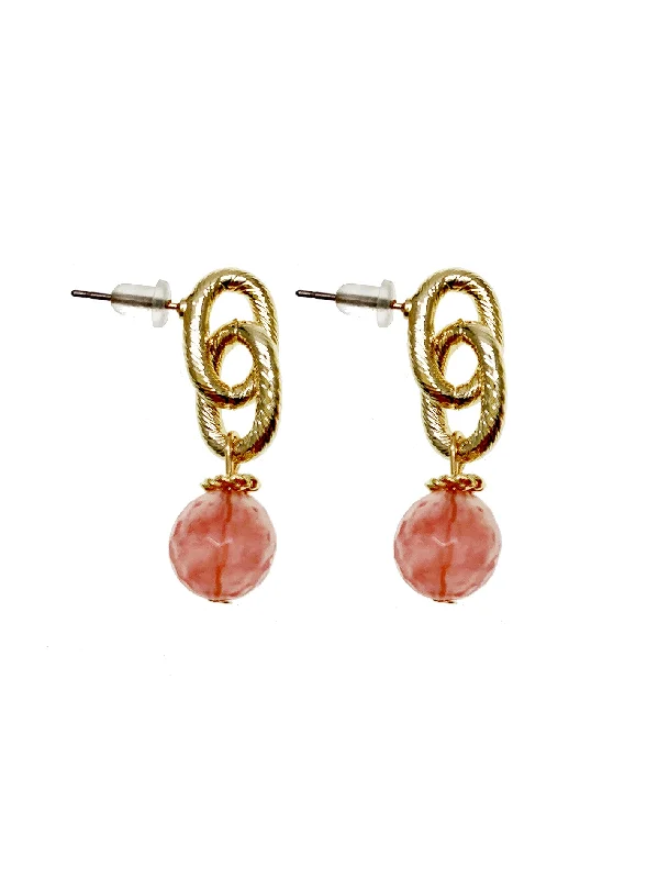 Best hoop earrings with intricate beaded details for a textured, stylish appearance-Hoop earrings for Christmas-Watermelon Quartz Chain Earrings GE001