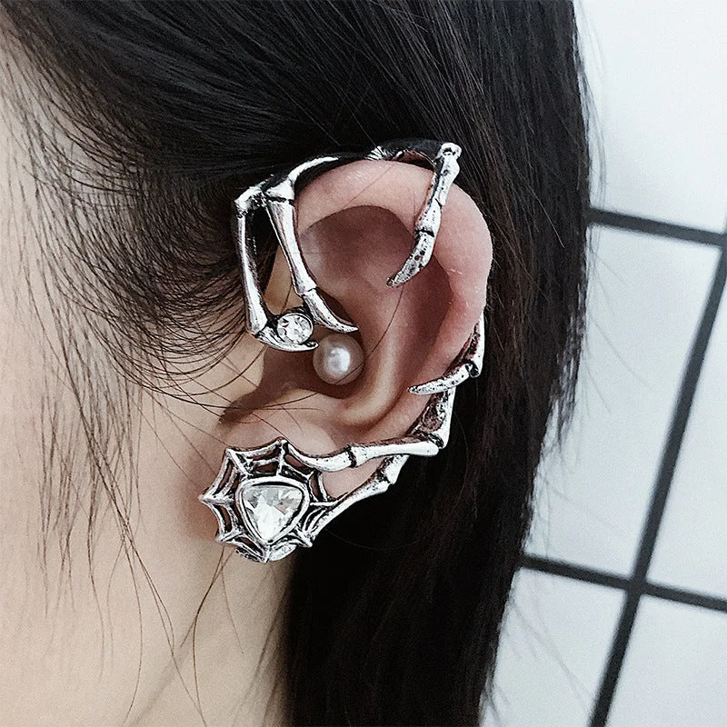 Hoop earrings with removable pendants for a versatile and customizable accessory-Hoop earrings with geometric patterns-Wholesale Punk Diablo Metal Earrings