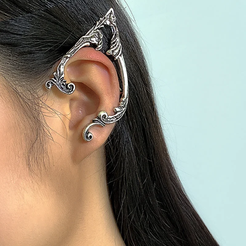 Hoop earrings with artistic filigree designs for an intricate, delicate finish-Hoop earrings in mixed metals-Wholesale Vintage Goth Theme Halloween Elf Alloy Earrings