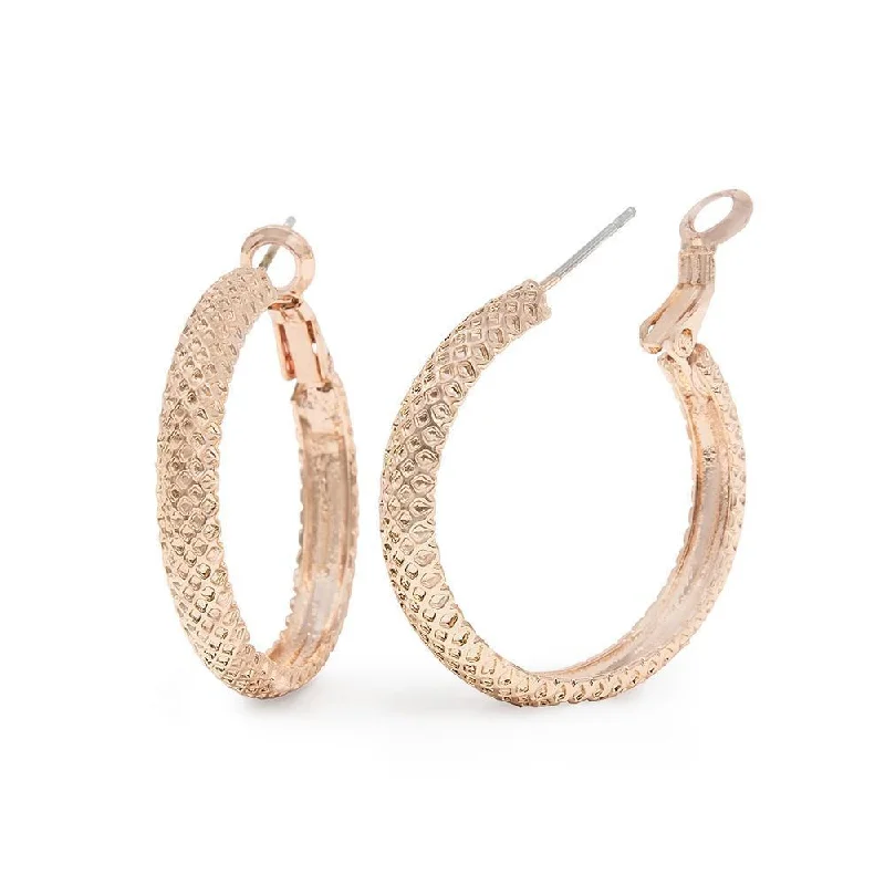 Hoop earrings with heart-shaped frames for a romantic and feminine look-Hoop earrings set for men-Woven Texture Hoop Earrings RoseGold Pl (size 26mm)