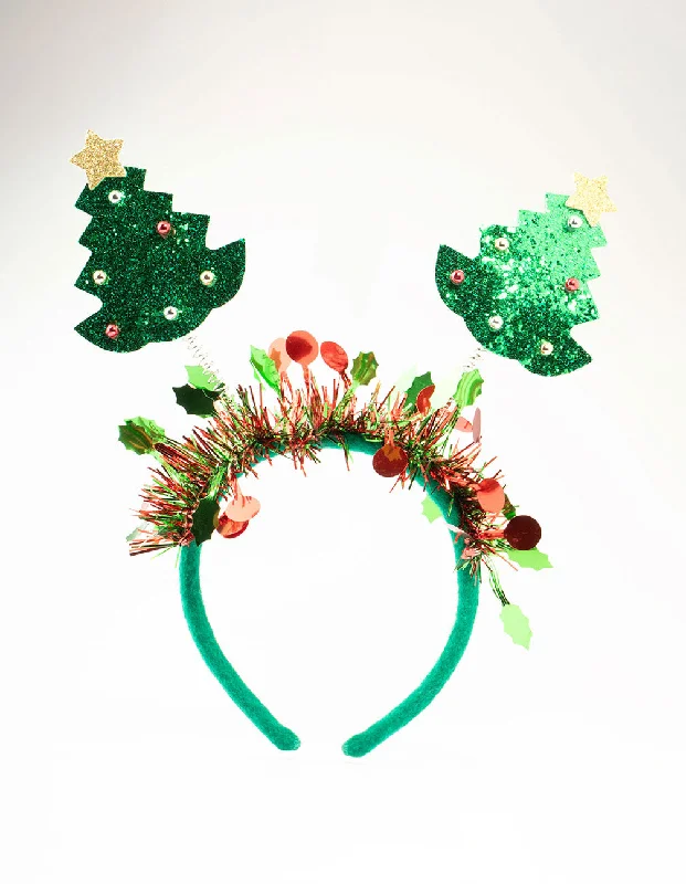 Hoop earrings with tortoiseshell designs for a chic and classic style-Thin hoop earrings-Xmas Tree Spring Headband