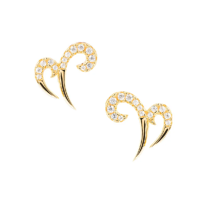 Hoop earrings with luxe velvet finishes for a rich and luxurious touch-Lever-back hoop earrings-Yellow Gold Double Spike Earrings